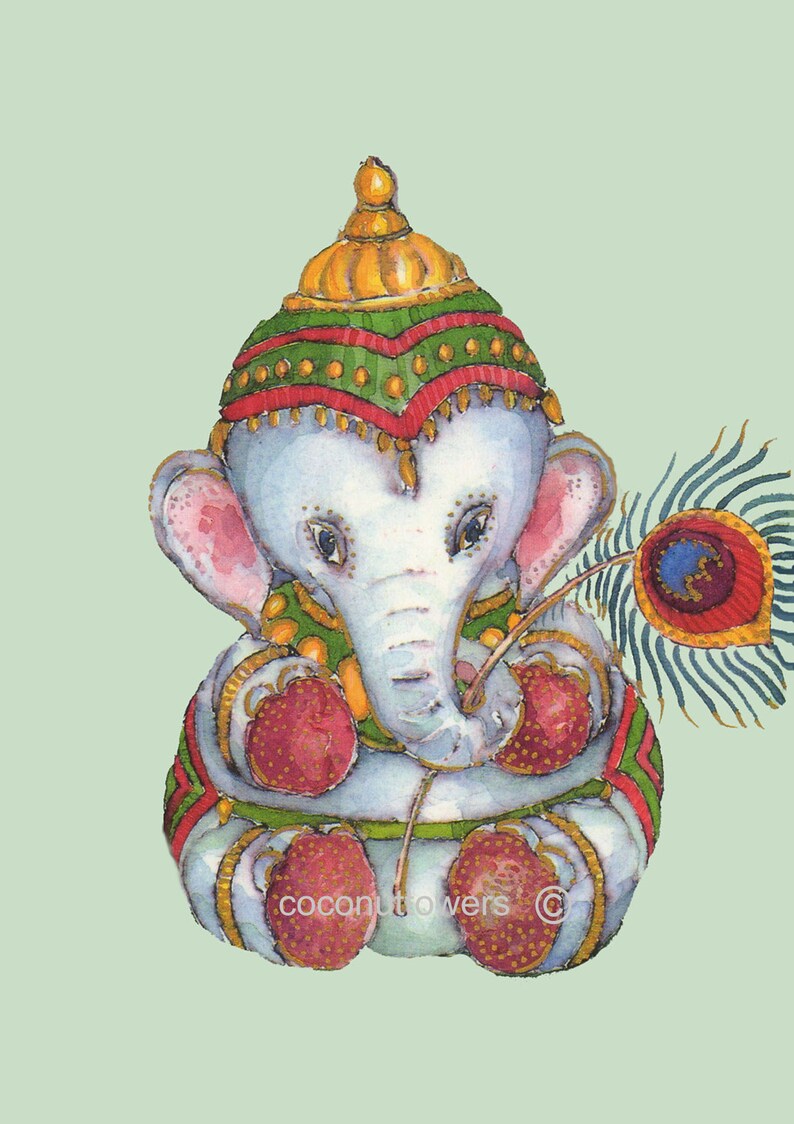 Ganesh Art Print- Elephant Animal Painting Watercolor Painting