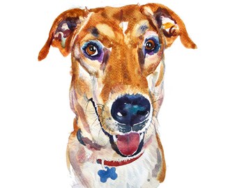 Aangepast huisdierportret, huisdierportret, originele kunst, 11 x 14 inch, aquarel, cadeaukunst, honden, lurcher