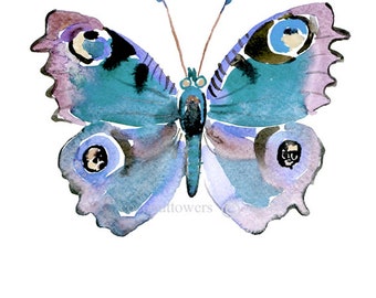 Blue Butterfly, watercolor painting, home decor, Art Print