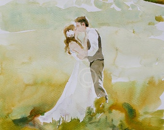 Custom Wedding Portrait - Wedding gift -  Original Watercolor Portrait - Couple Portrait - Anniversary Present