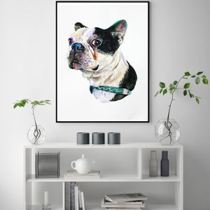 Custom pet portrait, pet portrait, , dog portrait, pet art, dog art, Boston terrier image 4