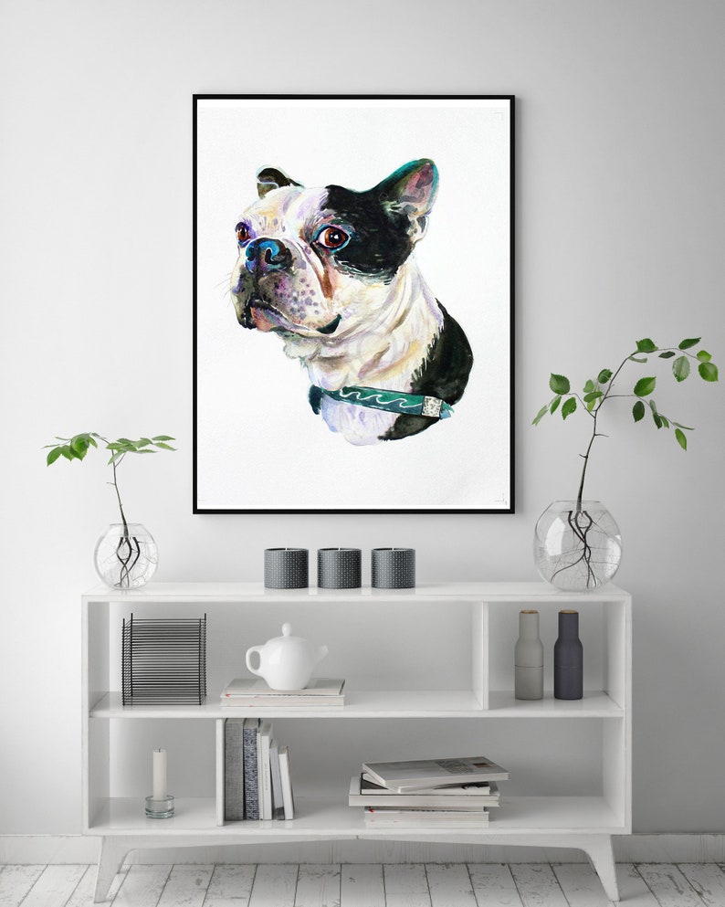 Custom pet portrait, pet portrait, , dog portrait, pet art, dog art, Boston terrier image 4