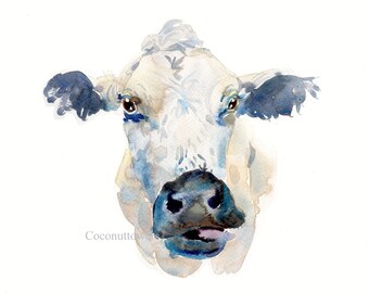 Cow -  Animal Painting - size 8x10in  - Watercolor  Paintings - Art Print