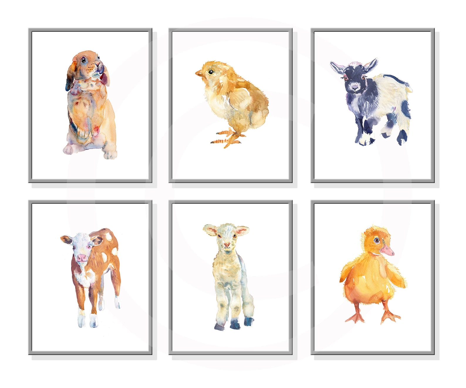 Farm Animal Nursery Prints Nursery Decor Watercolor Painting Etsy