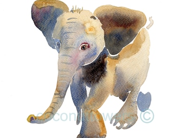 Baby Elephant 2, Elephant Art Elephant Print Baby Elephant Watercolor Elephant Decor Elephant Wall Art