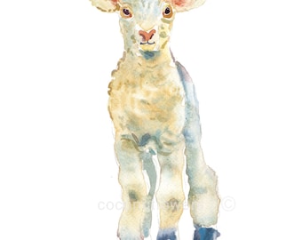Childrens Art, Nursery Art, Kids Art, Animal Painting, Watercolor Painting, Nursery Art Print-  Lamb