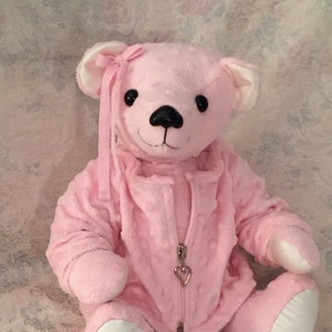 Memory Bear, Custom Teddy Bear, Keepsake Bear, Jointed Bear, Special clothing,Real and Faux Fur bear, Bear from loved one's clothing image 1