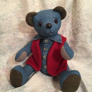 Memory Bear, Custom Teddy Bear, Keepsake Bear, Jointed Bear, Special clothing,Real and Faux Fur bear, Bear from loved one's clothing image 6