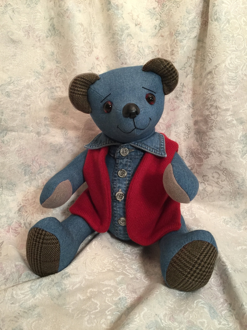 Memory Bear, Custom Teddy Bear, Keepsake Bear, Jointed Bear, Special clothing,Real and Faux Fur bear, Bear from loved one's clothing image 6