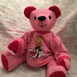 Memory Bear, Custom Teddy Bear, Keepsake Bear, Jointed Bear, Special clothing,Real and Faux Fur bear, Bear from loved one's clothing image 2