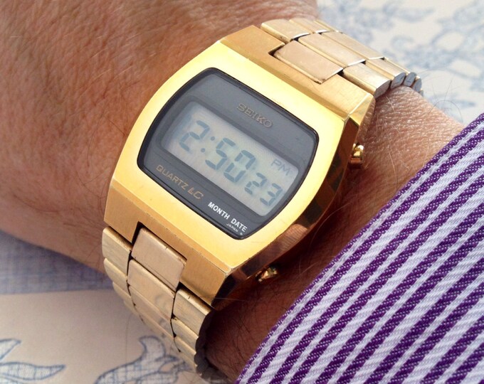 Extremely Rare 1977 Seiko LCD 12K Gold Plated Men's Vintage Quartz