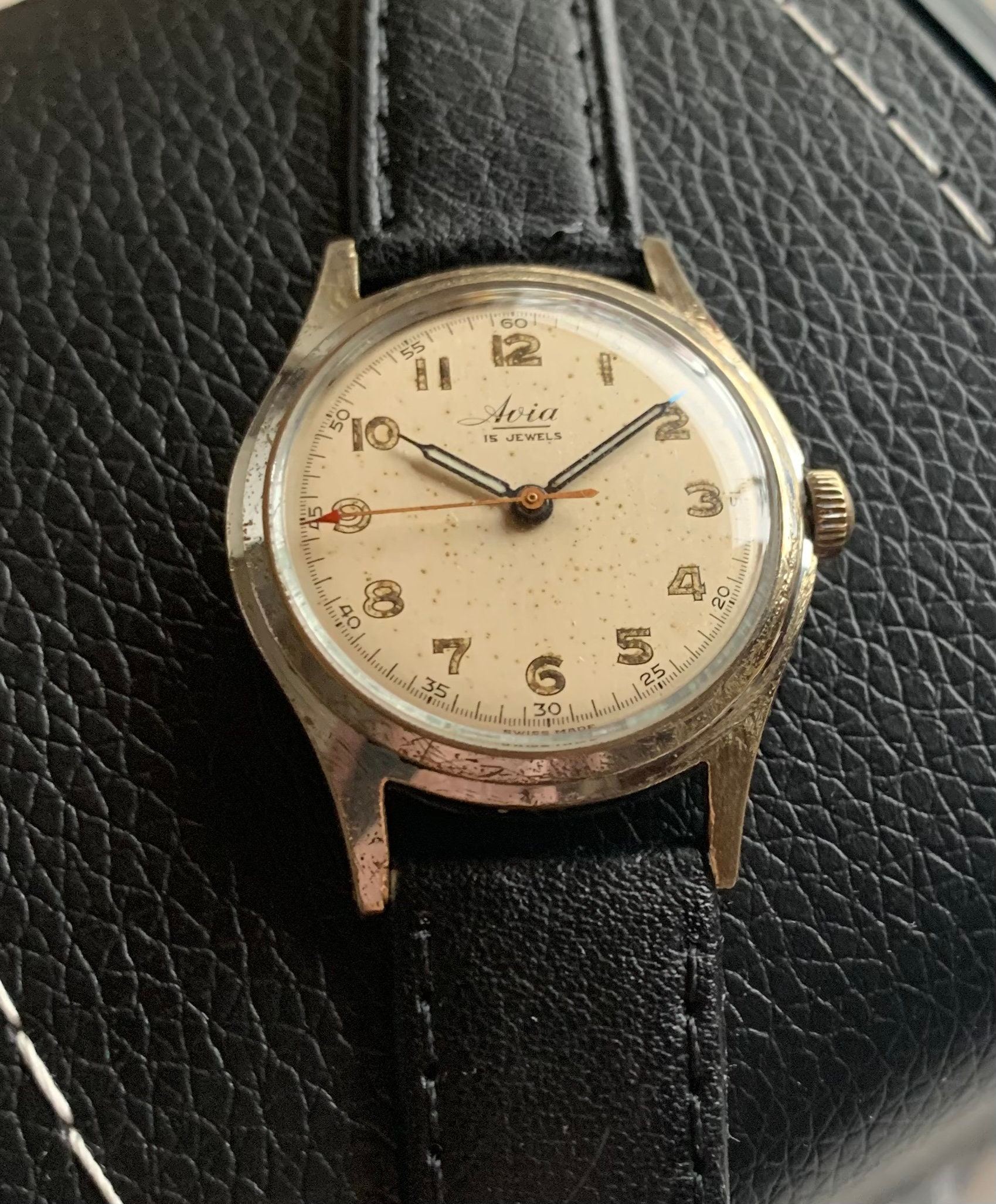 Classic Avia 15 Jewel Mid 1950s Chrome Plated Vintage Manual Wind Swiss Watch Etsy