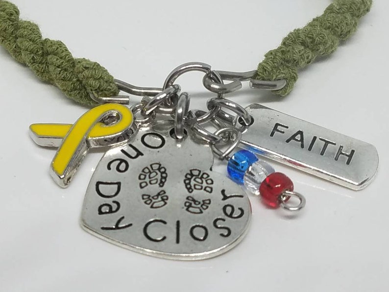One Day Closer Boot BandBlouser Strap Bracelet Military Charms Military Bracelet