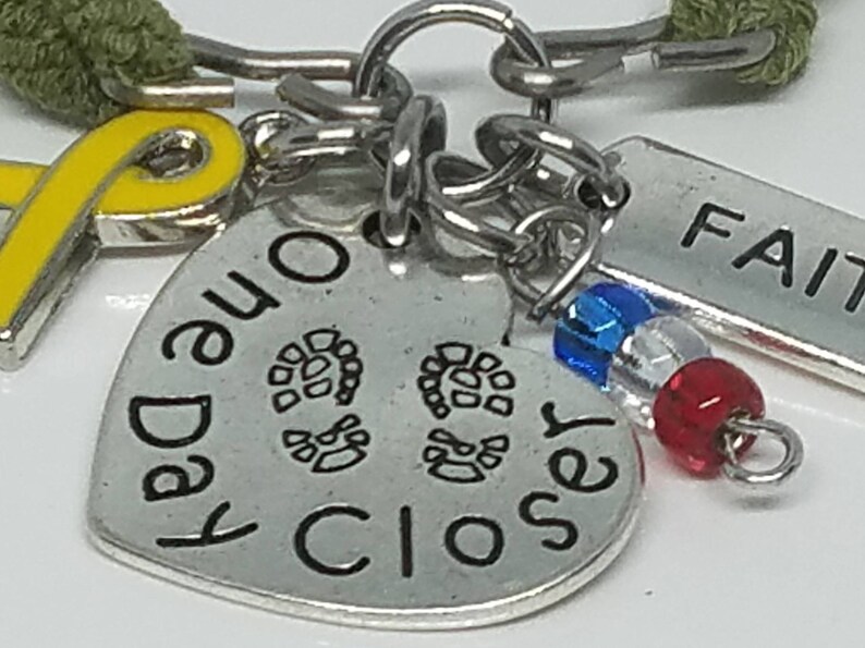 One Day Closer Boot BandBlouser Strap Bracelet Military Charms Military Bracelet