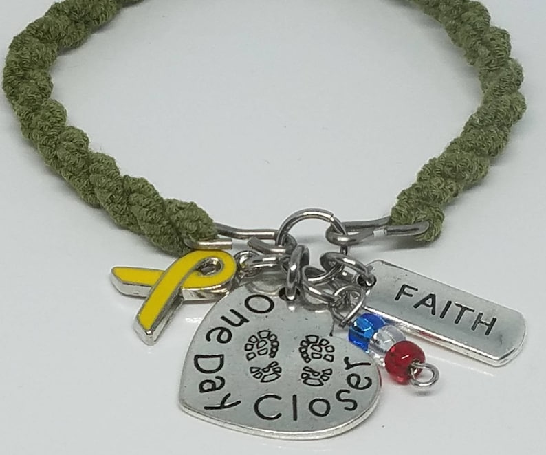 One Day Closer Boot BandBlouser Strap Bracelet Military Charms Military Bracelet