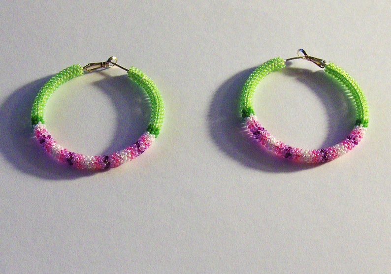 Seed Bead Earrings Hoop Earrings Gifts Earrings Beaded Hoop Earrings Hoops Pierced Earrings Jewelry Stud Hoop Earrings