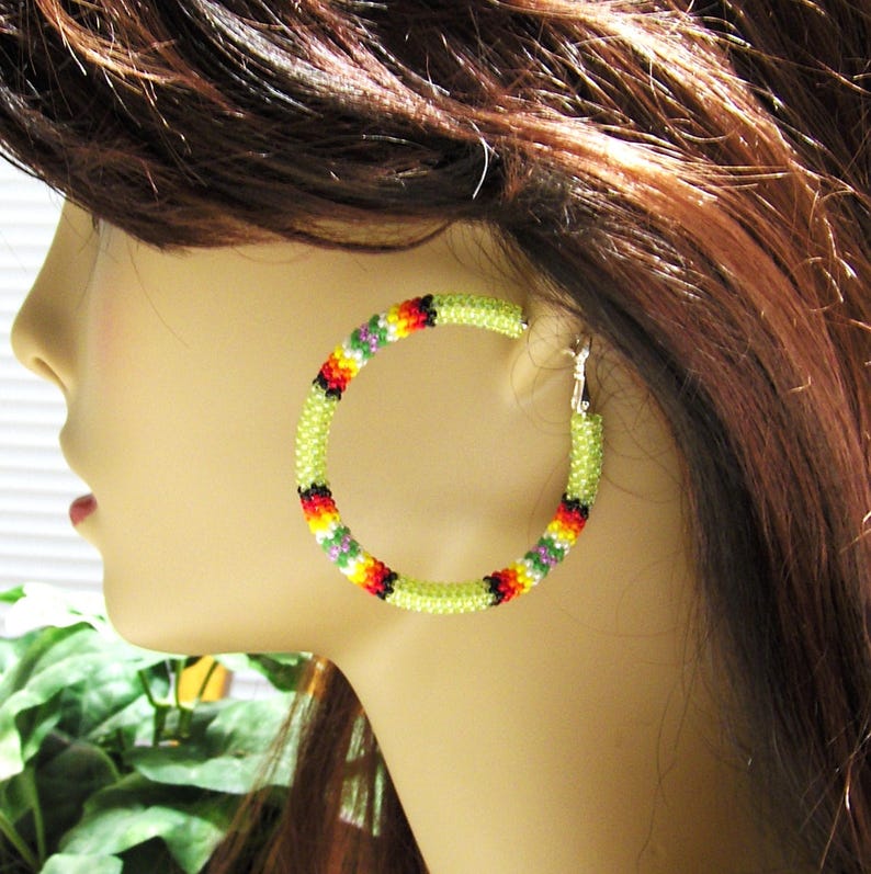 Beaded Hoop Earrings Beaded Stud Earrings Womens Hoop Etsy