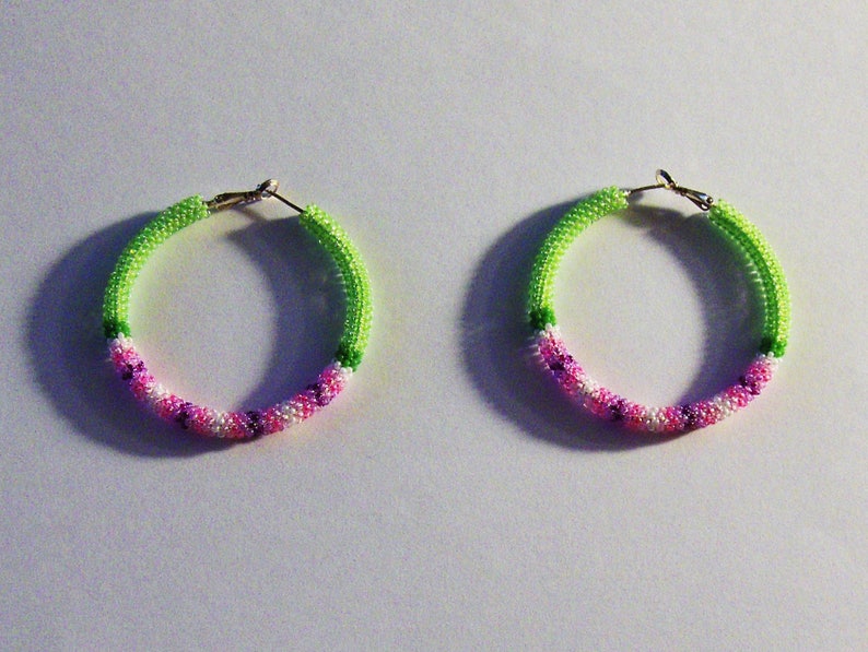 Seed Bead Earrings Hoop Earrings Gifts Earrings Beaded Hoop Earrings Hoops Pierced Earrings Jewelry Stud Hoop Earrings