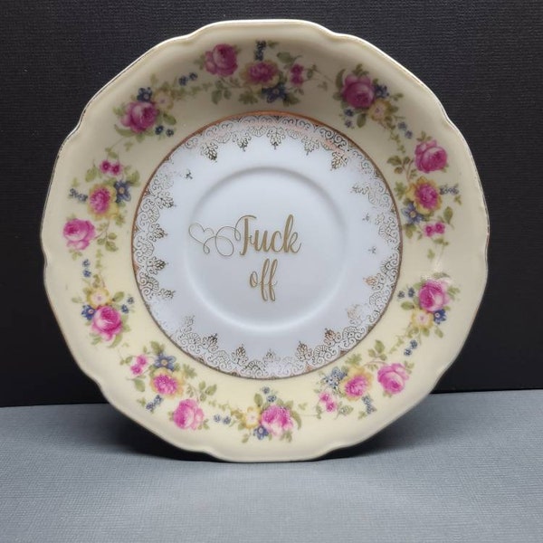 Fuck Off Dekorativer Wandteller Vintage China Rude Teller Lustig Freches Décor