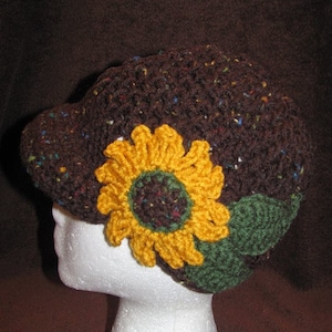 Sunflower hat with brim, pattern only, 3 sizes