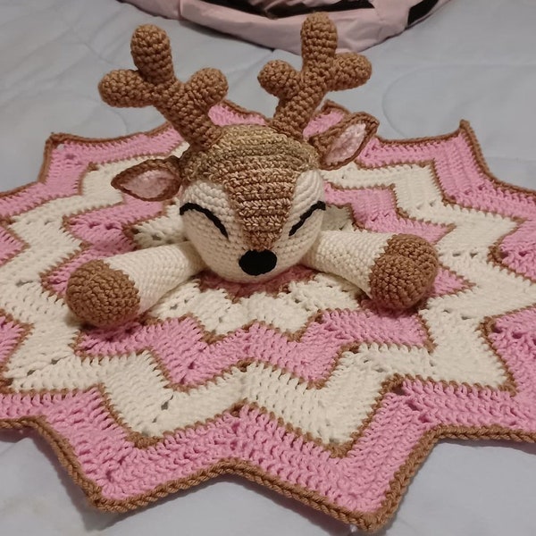 Deer snuggly, lovey, baby blanket, pattern, crochet