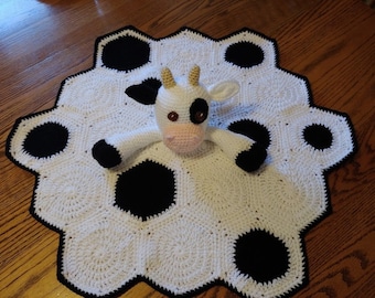 Cow snuggly, lovey, baby blanket, pattern, crochet
