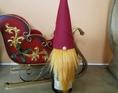 Christmas Gnome Wine Bottle Topper Hostess Gift Housewarming Gift Coworker Gift Wine Gift under 10 Holiday Table Décor Christmas Table Décor