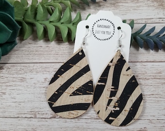Small Zebra Print EarringsPlastic Texture Faux Leather Leaf Teardrop EarringsGift for Her under 10Statement EarringsEasy to wear