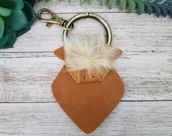 Highland Cow Sleutelhanger 'Pompoen' Leren Portemonnee