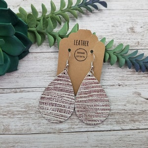 Taupe Brown and Silver Teardrop Leather Earrings/Petal Earrings/Gift for her under 10/Soft Dangle Drop Leather Earrings/Leather Jewelry