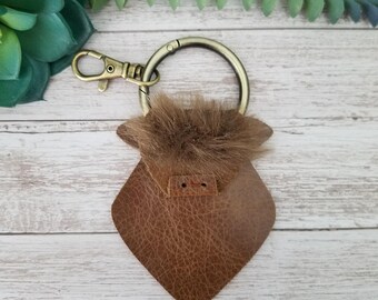 Highland Cow Keychain "Piper" Leather Purse Charm