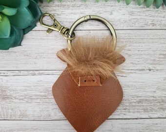 Highland Cow Keychain "Rusty" Leather Purse Charm