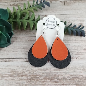 Small Orange and Black Sports Team Layered Teardrop Earrings/Gift under 10/Oregon State Beavers/San Francisco Giants/Baltimore Orioles