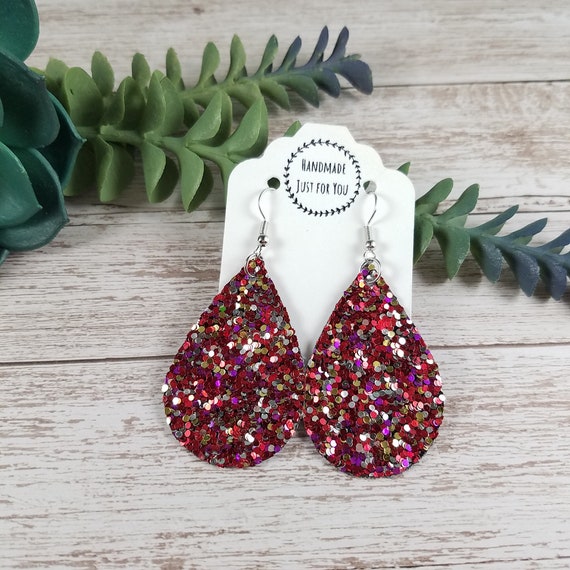 Red sequin earrings best sale