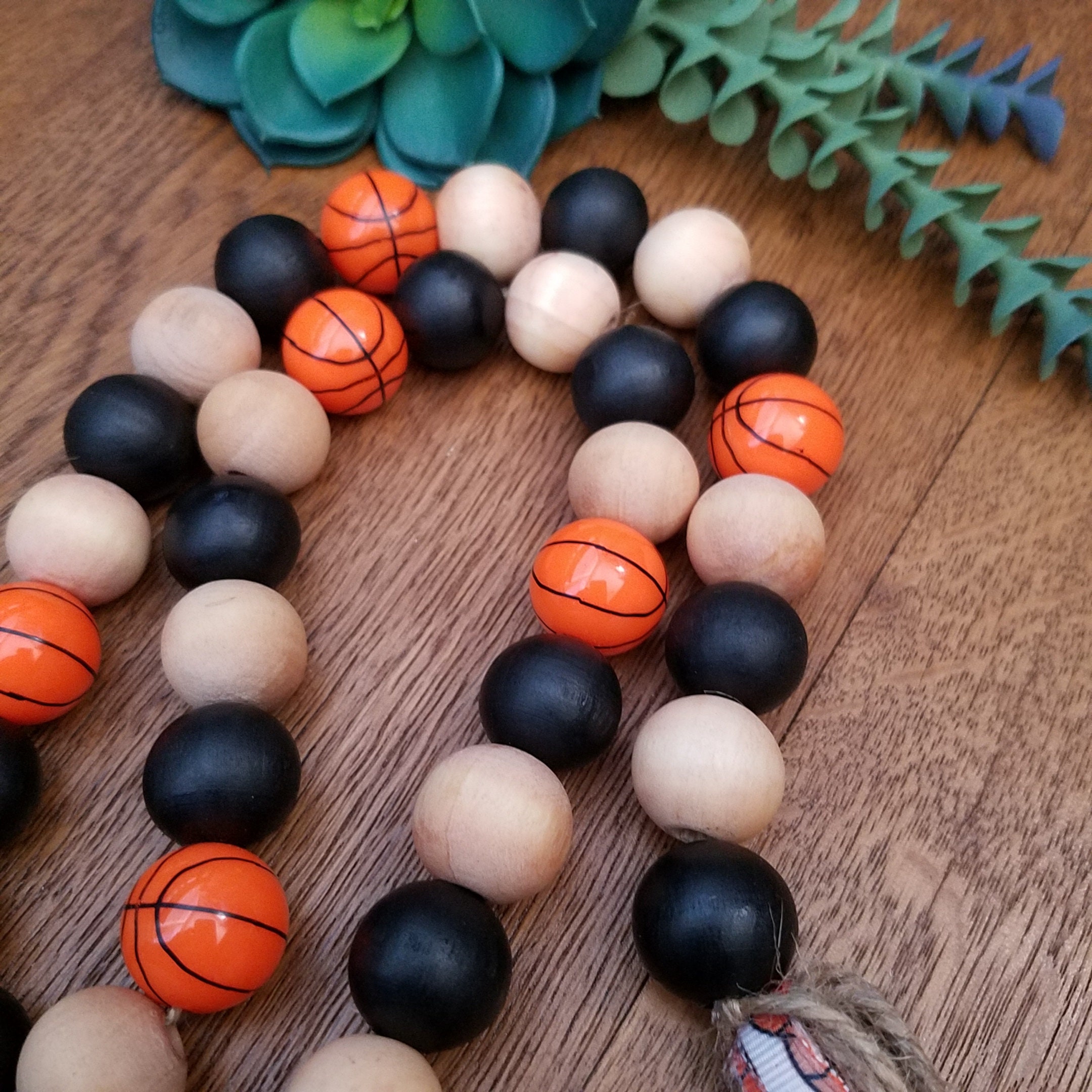 Wood Bead Garland/Basketball Bead Garland/Sports Theme Table Etsy