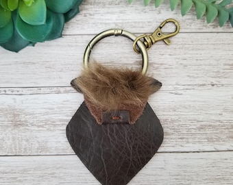Highland Cow sleutelhanger 'beer' leren portemonnee bedel