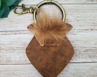 Highland Cow Keychain "Daisy" Leather Purse Charm
