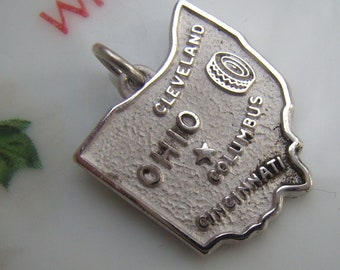 Sterling Silver INDIANA State Map Outline Word Charm