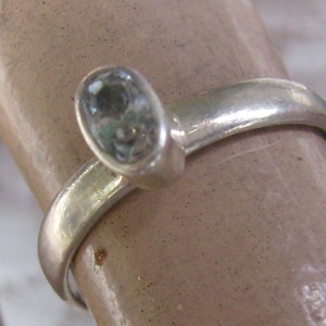 Reduced...Vintage Sterling Silver Crystal Ring....Faceted Crystal Oval Ring....Size 4 1/2...Simplistic