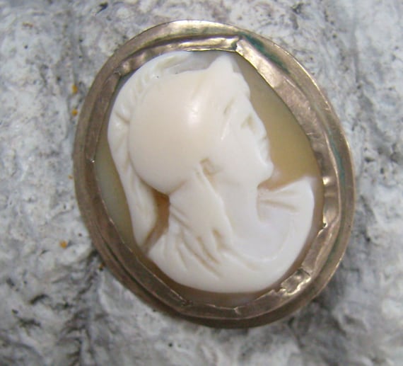 Antique/Vintage Roman Soldier Cameo Ring...Silver… - image 1