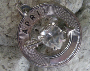 Reserved Vintage HOROSCOPE Charm..&quot;JUNE&quot; Sterling Charm...Pink Rhinestone Heart...Cut Out Horoscope Charm...Circa 1960s