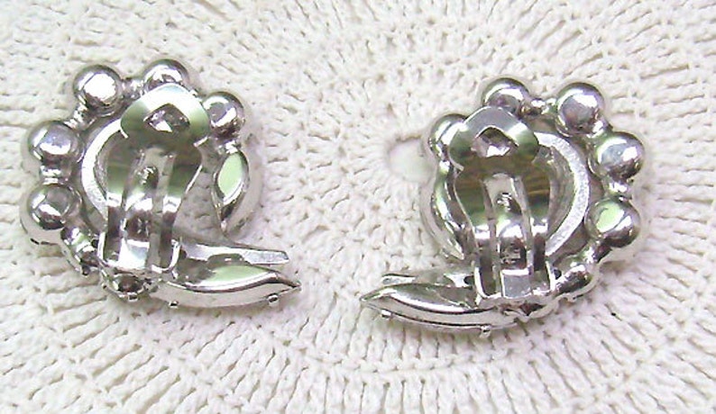 Reduced...Vintage Signed KEYES Rhinestone Clip Back Earrings...Canadian Designer...Wedding...Graduation