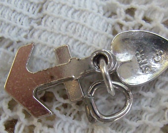 Vintage Sterling "FAITH HOPE CHARITY" Charm...Heart...Cross..Anchor...Religious...Bracelet...Signed