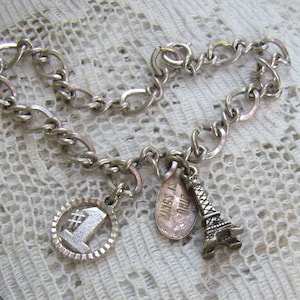 Reduced....Vintage Sterling Silver TWO Charms Bracelet...&quot;Ohio State: and Number &quot;1&quot; Charms.....Weighs 9.35 Grams