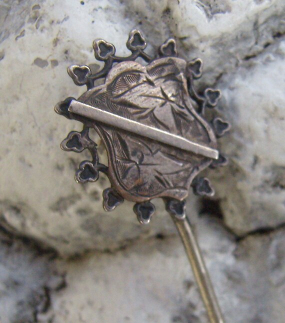 Antique Victorian Sterling Silver Shield Stick Pi… - image 4