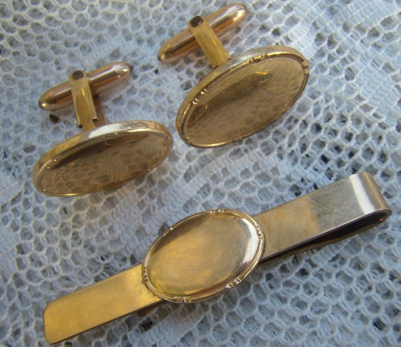 Vintage Gold Filled Cufflinks/Tie Bar Cufflink Se… - image 1