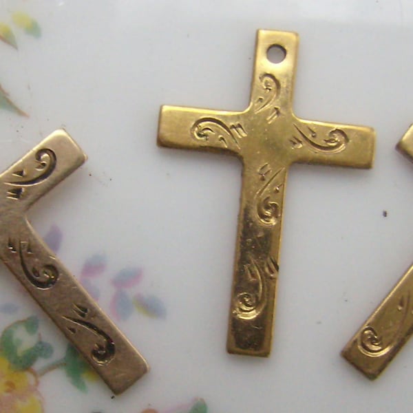 Three Vintage  Small CMC Gold Filled Cross Pendants...Religious Pendants/Charms...Cross Pendant Gifts