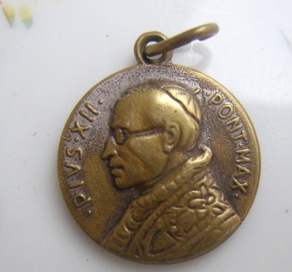Top Pop‼️ Pius 12世　ヴァチカン公会議ブロンズメダル Vintage Pope Pius XII Medalpont Maxtiny Roma Medal