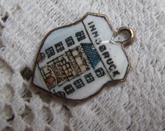 Vintage Silber Emaille "INNSBRUCK" Reise Schild Charme.... Österreich... Armband... Tourist Souvenir