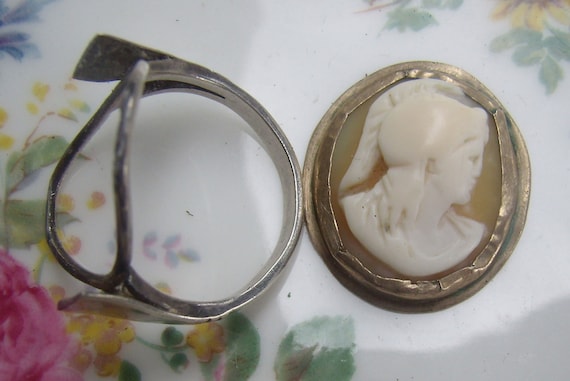 Antique/Vintage Roman Soldier Cameo Ring...Silver… - image 6